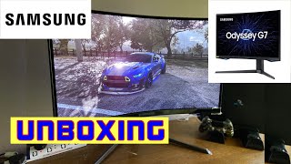 Samsung Odyssey G7 Monitor How To Build UNBOXING [upl. by Pogah]