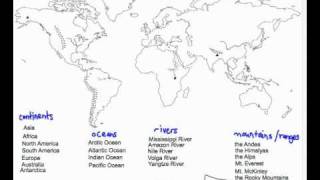 World Geography  The 7 Continents Four Oceans Major Rivers and Mountains [upl. by Chrissie]