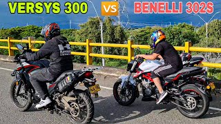 KAWASAKI VERSYS 300 VS BENELLI 302S🔥😱 ¡BATALLA A MU3RT3 DRAG RACE [upl. by Atiuqram476]