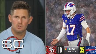 quotJosh Allen is the MVPquot  ESPN on Bills blow out 49ers 3510 to clinch 5th straight AFC East title [upl. by Attevroc]