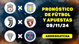 Pronósticos de fútbol para hoy deportivos Liverpool  Aston Villa Juventus  Torino Angers  PSG [upl. by Savart]