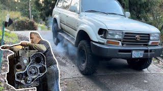 Owner of Cummins Swapped Land Cruiser Does a Reverse Burnout and Helps Me Assemble my 12 Valve 6BT [upl. by Hilbert360]