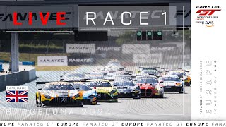 LIVE  Race 1  Barcelona  Fanatec GT Europe 2024 English [upl. by Ellimac]