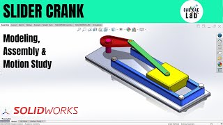 SolidWorks Motion Tutorial  Slider Crank Mechanism  SolidWorks for Beginners [upl. by Laerdna]