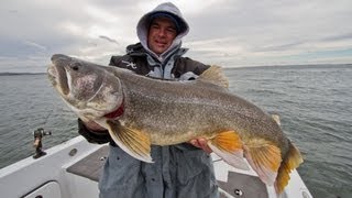 Insane Trophy Lake Trout on Fort Peck Reservoir [upl. by Kyl]