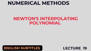 Newtons PolynomialLecture 19 English Subtitles [upl. by Stalder]