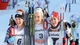 10 km skiathlon Tour de Ski 2017 Stina Nilsson spurtar ner Diggins och Weng i Oberstdorf [upl. by Zalucki]