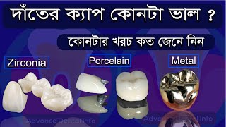 দাঁতের ক্যাপ কোনটা ভালো  কোনটার খরচ কত   Tooth Cap Price In Bangladesh  Dater Cap  Teeth Cap [upl. by Wyly]