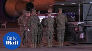 Remains of Marines killed in roadside bomb attack return home [upl. by Nnyletak]