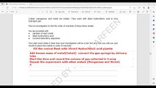 Metals Question 1 Alternate to practicals IGCSE Chemistry [upl. by Ayot]