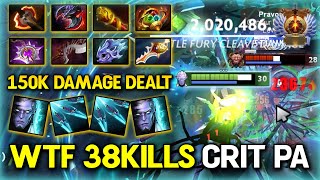 WTF 38KILLS CRIT Phantom Assassin Max 8Slotted Item Build With 150K Damage Dealt 737d DOtA 2 [upl. by Oniliuqnart758]