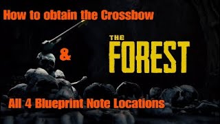 The Forest  Crossbow amp All 4 Crafting Blueprint Locations PS4 Patch 109 [upl. by Shirlie]