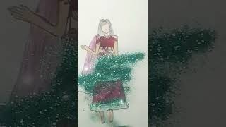 Glitter dress drawing simpledrawingstepbystep [upl. by Aja47]