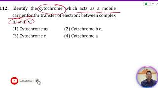 Identify the cytochrome which acts as a mobile carrier for the transfer of electrons between complx [upl. by Nawram]