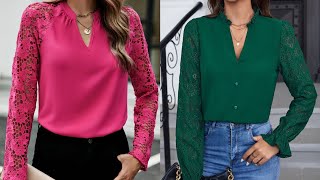 BLUSAS MÁS DECENTES PARA MUJERES TRABAJADORAS2024 trending top [upl. by Kronick]