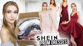 TRYING ON SHEIN PROM DRESSES Successkinda [upl. by Sibyl]