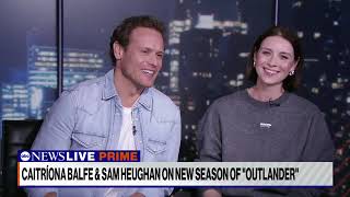 Sam y Cait en ABC News  Press Tour Outlander 7B [upl. by Nasia]