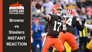 CLEVELAND BROWNS VS PITTSBURGH STEELERS INSTANT REACTION defensive struggle DTR leads GW drive [upl. by Otrebide184]