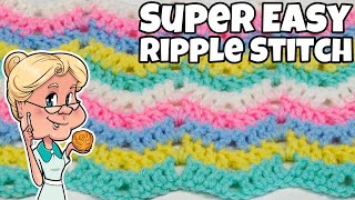 Super Easy Ripple Stitch Crochet Tutorial  One Row Repeat  Beginner Friendly  Stitch of the Week [upl. by Deppy]