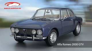 ckmodelcarsvideo Alfa Romeo 2000 GTV Baujahr 1973 blau metallic 118 Norev [upl. by Maice]