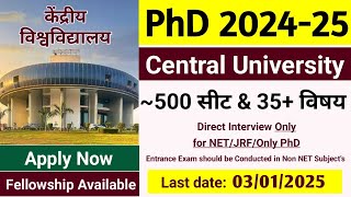 Central University PHD New Application Form Uttar Pradesh  PhD Admission 202425 [upl. by Allegra]