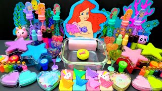 The Little Mermaid slime mix 4K  Mixing makeup glitter emerald oddlysatisfying asmr relaxing [upl. by Airretnahs817]