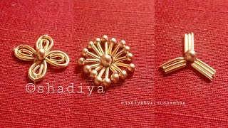 zardosi work tutorial for beginners3 type zardosi flower work design [upl. by Nosreg]