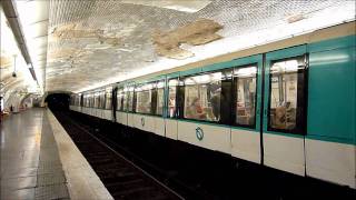 Metro Paris Bahnhof Jaurés Ein und Ausfahrt des Typs MF88 [upl. by Jerz156]