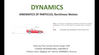 DYNAMICS Example 1213 Straight motion of a particle [upl. by Aivek]