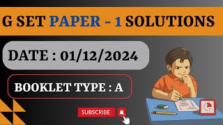 GSET PAPER1 SOLUTIONS DATE  01122024  Gset paper1 solutions  date 01122024  gset [upl. by Guglielma]