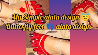 My Simple alata design 😇 butterfly foot 👣 alata design [upl. by Aduhey]