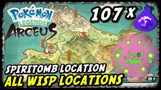 All 107 Wisp Locations  Pokemon Legends Arceus  Spiritomb Location [upl. by Publius609]