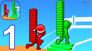 Bridge Race  Gameplay Walkthrough Part 1 Tutorial Stickman Bridge Race iOS Android [upl. by Amron]