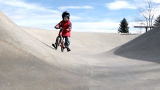 A 3 year old and his Strider bike in the skate park Strider bikes rule [upl. by Goldarina]