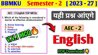 AEC 2 english important MCQ questions semester 2।। AEC 2 English vvi questions semester 2 bbmku।। [upl. by Bullough179]