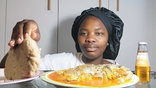 tilapia soup and fufu asmr mukbangno talkingeating sound [upl. by Heinrik688]