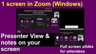 1 screen in Zoom on Windows you see notes in Presenter View audience sees full screen slides [upl. by Lertnom392]