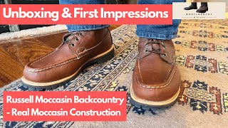 Unboxing amp First Impressions of Russell Moccasins Backcountry Boots [upl. by Enelam649]