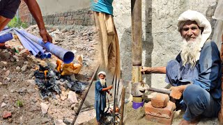 Borewell drilling by hand method [upl. by Aivalf]