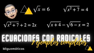 Ecuaciones con RADICALES muy muy fácil 7 ejemplos completos de ecuaciones irracionales [upl. by Alastair]