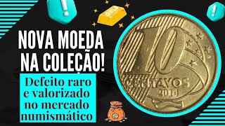 NOVA MOEDA NA COLEÇÃO COM DEFEITO 10 CENTAVOS 2014 RARA QUE POUCOS COLECIONADORES TEM [upl. by Anaihsat574]