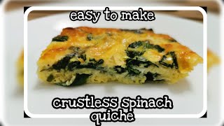 Crustless Spinach Quiche  Easy to make Vegetarian Recipes [upl. by Alrac983]