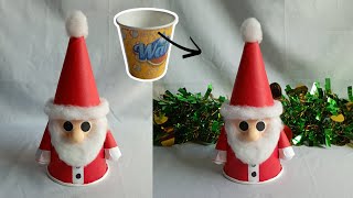 Paper Cup Santa Claus  How to Make Santa Claus  Christmas Craft  NK Creation Noorjahan [upl. by Heyes]