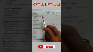 kidney function Test  Liver function Test normal range shorts shortfeed [upl. by Anolahs]