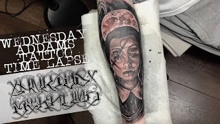 WEDNESDAY ADDAMS TATTOO TIME LAPSE  SPEKTRA DIREKT 2 ROTARY  SPEKTRA EDGE X  DARK TRASH REALISM [upl. by Aennil518]