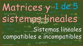 Matrices y sistemas lineales  Sistemas lineales compatibles e incompatibles 1 de 5 [upl. by Kcered785]