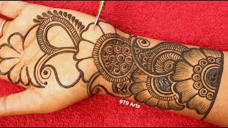 Very beautiful stylish front hand mehandi ka design  easy mehendi design  Simple wedding mehndi [upl. by Nevram]