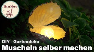 DIY  Gartendeko Muschel aus alten Handtüchern selber machen  Gartenlicht und Pflanzschale [upl. by Ellsworth]