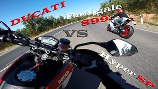 Ducati Hypermotard SP 821 vs Ducati Panigale 899 vs Yamaha R1  Curvas Bombarral [upl. by Penn]