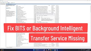 Fix BITS or Background Intelligent Transfer Service Missing Repair And Restore [upl. by Brechtel]